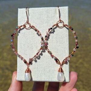 Chandelier Moonstone Copper Earrings ~ Handcrafted Jewelery